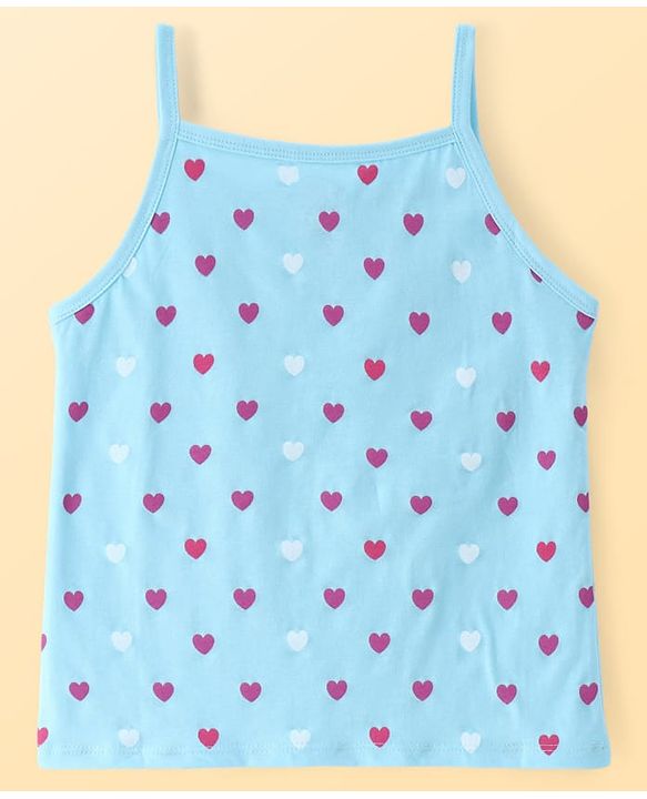 Pine Kids Cotton Lycra Knit Sleeveless Slips With Heart Print Pack Of 3 - Colour May Vary
