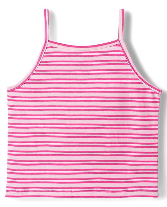 Pine Kids Cotton Lycra Sleeveless Slips With Stripes & Polka Dot Print Pack Of 3 - Colour May Vary