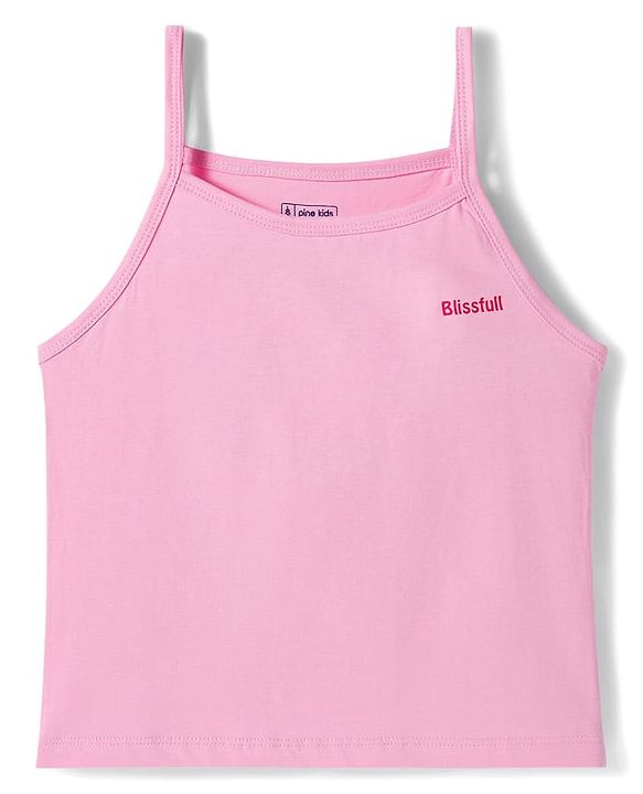 Pine Kids Cotton Lycra Sleeveless Slips With Stripes & Polka Dot Print Pack Of 3 - Colour May Vary