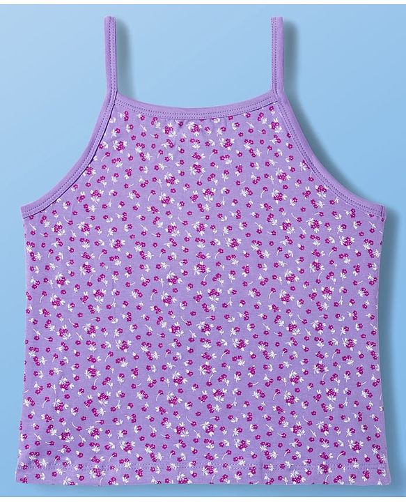 Pine Kids Cotton Lycra Knit Sleeveless Slips With Floral Print Pack Of 3 - Colour May Vary