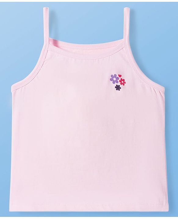 Pine Kids Cotton Lycra Knit Sleeveless Slips With Floral Print Pack Of 3 - Colour May Vary