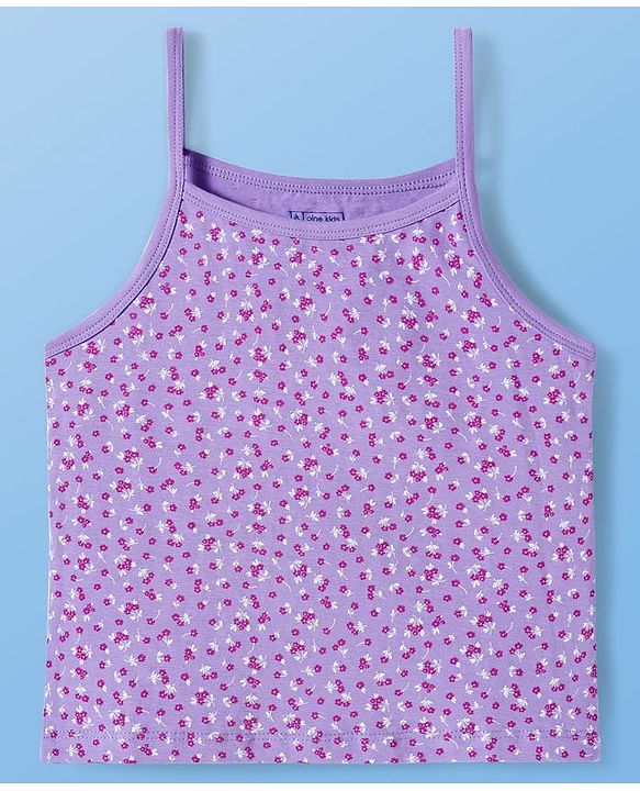 Pine Kids Cotton Lycra Knit Sleeveless Slips With Floral Print Pack Of 3 - Colour May Vary