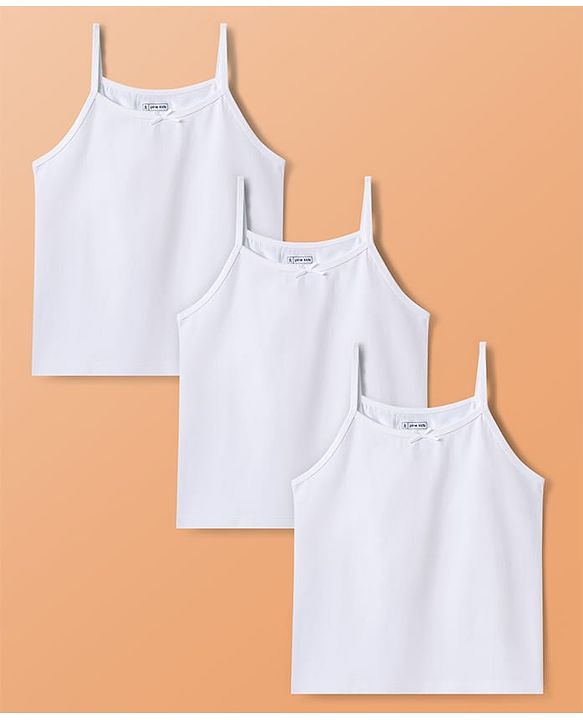 Pine Kids Cotton Lycra Knit Solid Colour Slips Pack Of 3 - White