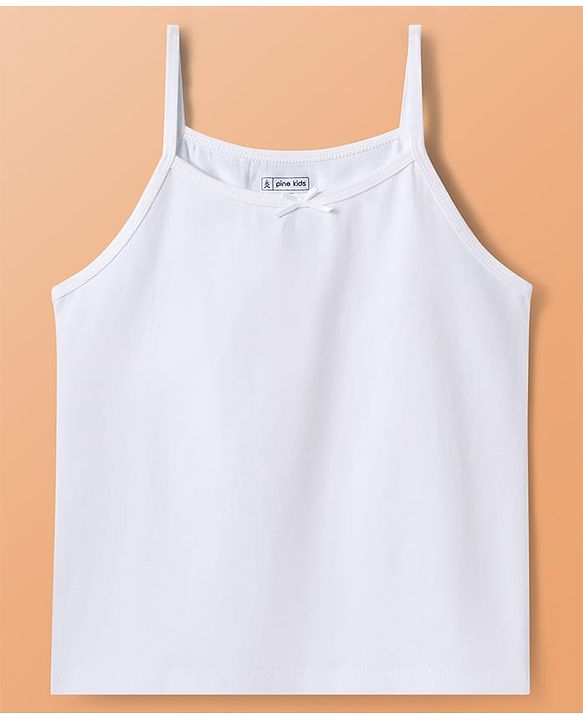 Pine Kids Cotton Lycra Knit Solid Colour Slips Pack Of 3 - White