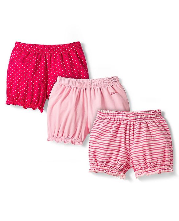 Pine Kids Cotton Elastane Knit Bloomers With Polka Dot Print Pack Of 3 - Colour May Vary