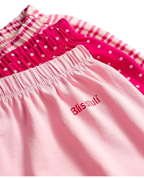 Pine Kids Cotton Elastane Knit Bloomers With Polka Dot Print Pack Of 3 - Colour May Vary