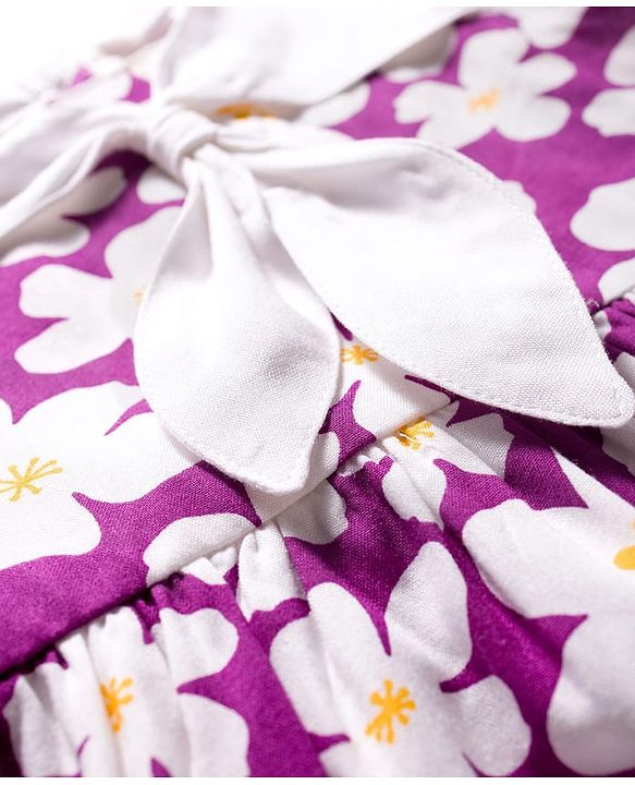 Babyhug Woven Sleeveless Frock with Floral Print - Purple
