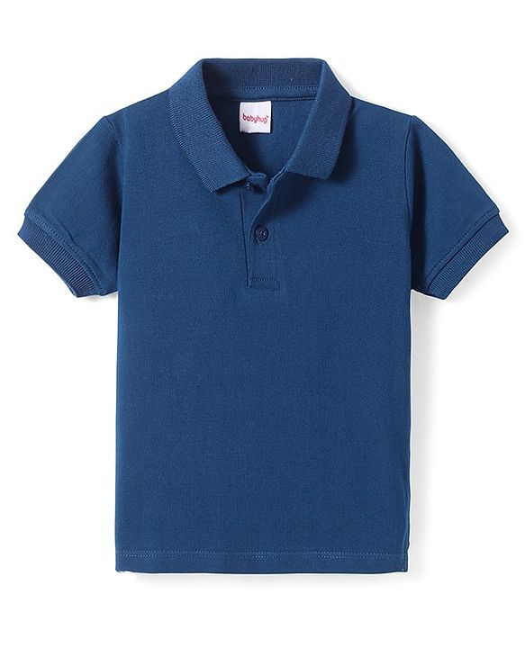 Babyhug Cotton Knit Half Sleeves Polo T-Shirt - Navy Blue