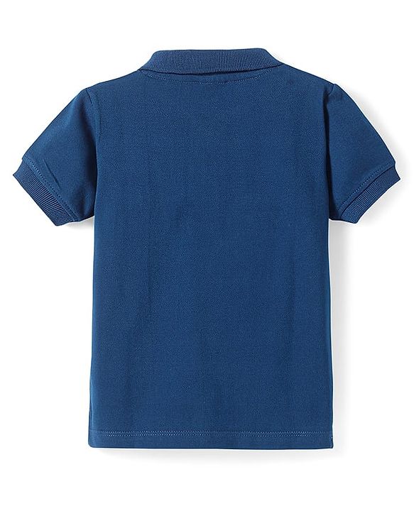 Babyhug Cotton Knit Half Sleeves Polo T-Shirt - Navy Blue