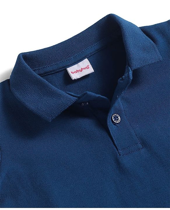 Babyhug Cotton Knit Half Sleeves Polo T-Shirt - Navy Blue