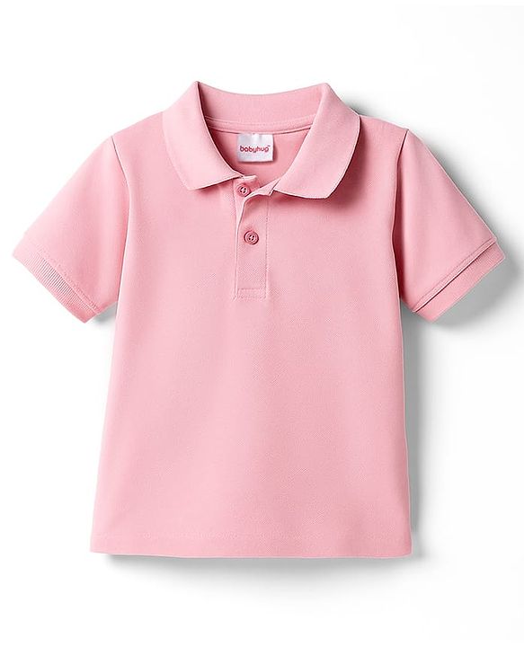 Babyhug Cotton Knit Half Sleeves Solid Colour Polo T-Shirt  - White