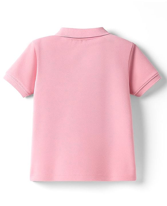 Babyhug Cotton Knit Half Sleeves Solid Colour Polo T-Shirt  - White