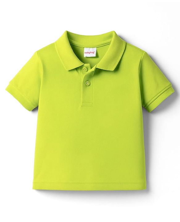 Babyhug Cotton Knit Half Sleeves Solid Colour Polo T-Shirt  - White