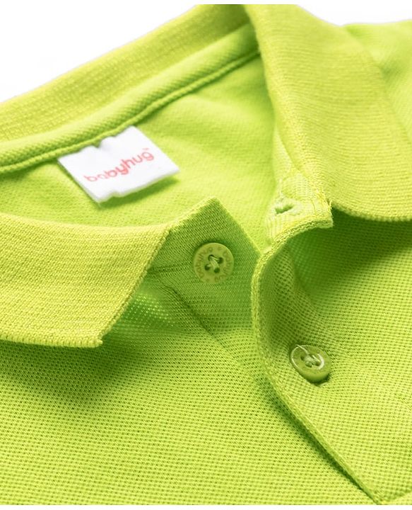 Babyhug Cotton Knit Half Sleeves Solid Colour Polo T-Shirt  - White