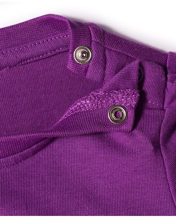 Babyhug Cotton Knit Full Sleeves Night Suit With Text Print - Purple