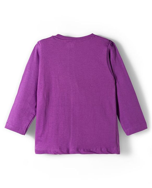Babyhug Cotton Knit Full Sleeves Night Suit With Text Print - Purple