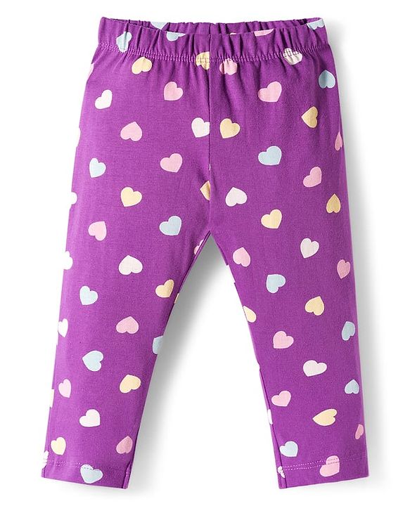 Babyhug Cotton Knit Full Sleeves Night Suit With Text Print - Purple