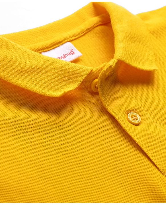 Babyhug Cotton Knit Half Sleeves Solid Colour Polo T-Shirt  - White