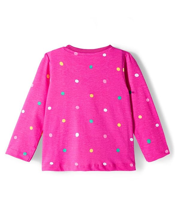 Babyhug Cotton Knit Full Sleeves Night Suit With Text Print - Pink