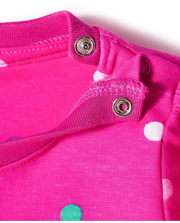 Babyhug Cotton Knit Full Sleeves Night Suit With Text Print - Pink