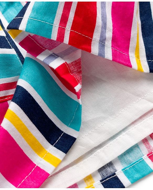 Babyhug Cotton Woven Sleeveless Striped Frock - Multicolor