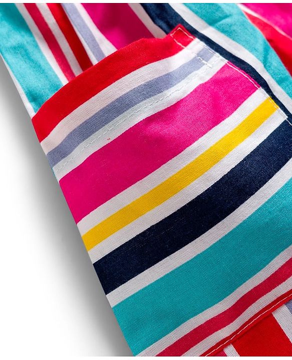 Babyhug Cotton Woven Sleeveless Striped Frock - Multicolor