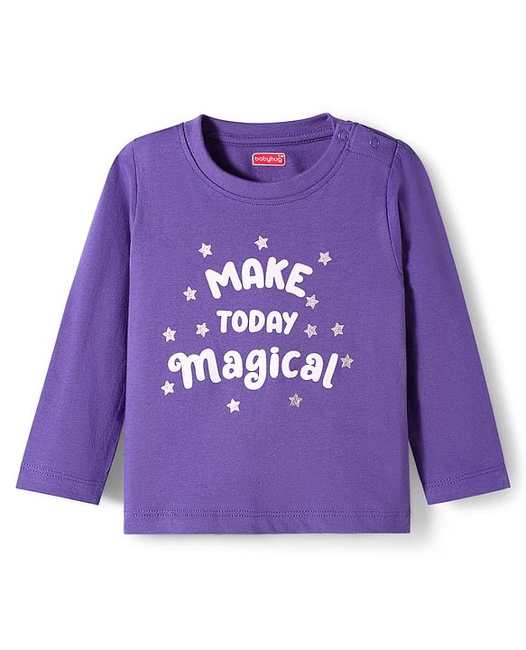 Babyhug Cotton Knit Full Sleeves Night Suit With Text Print - Navy Blue