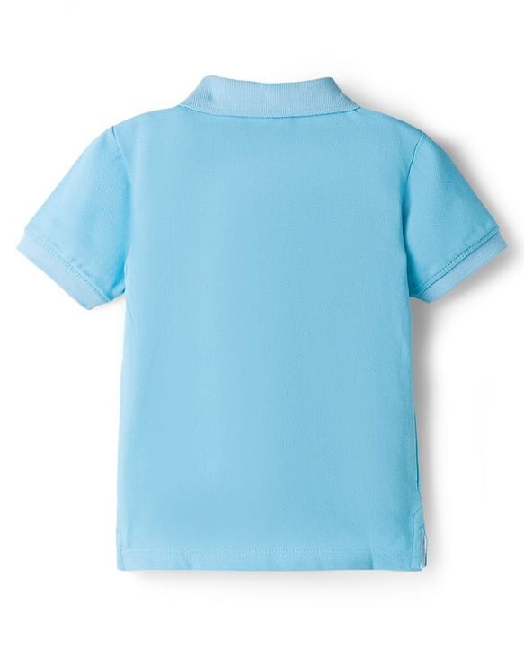 Babyhug Cotton Knit Half Sleeves Solid Colour Polo T-Shirt  - White