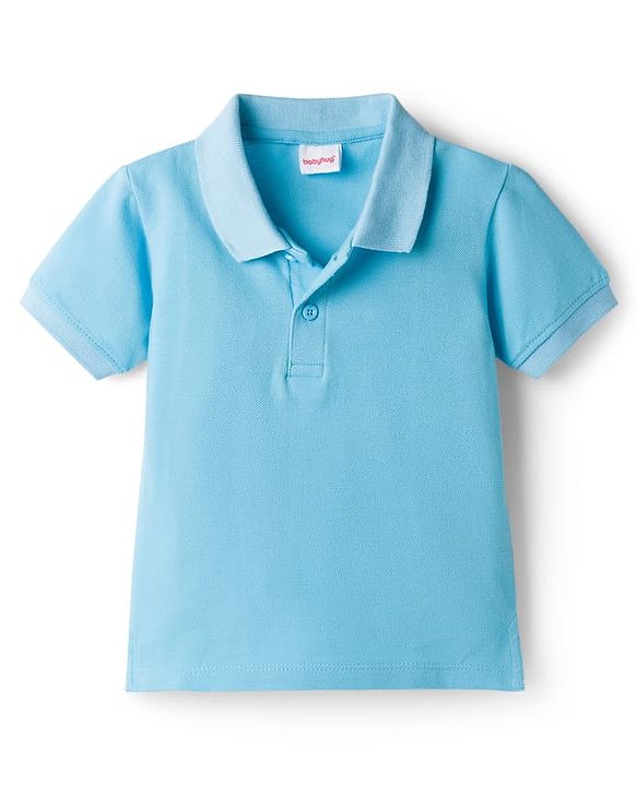 Babyhug Cotton Knit Half Sleeves Solid Colour Polo T-Shirt  - White