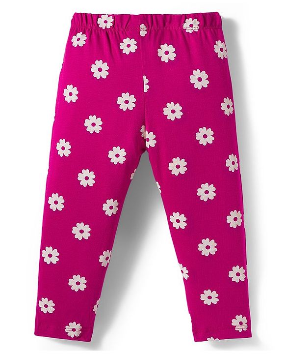 Babyhug Cotton Knit Full Sleeves Night Suit With Animal Print - Dark Pink