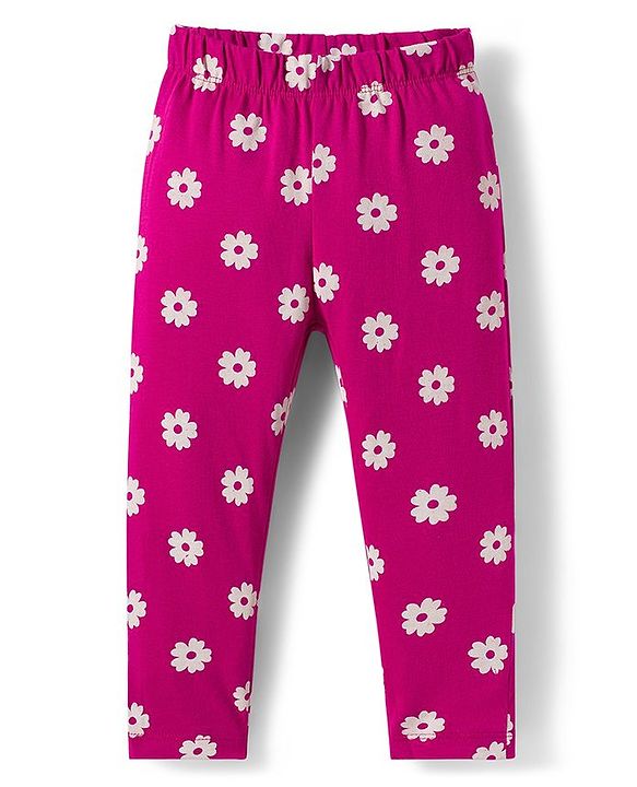 Babyhug Cotton Knit Full Sleeves Night Suit With Animal Print - Dark Pink