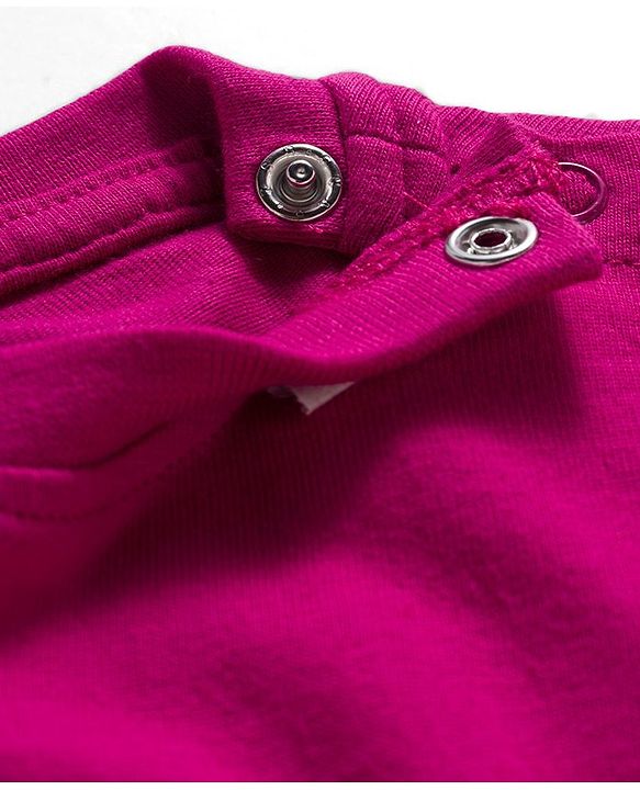 Babyhug Cotton Knit Full Sleeves Night Suit With Animal Print - Dark Pink