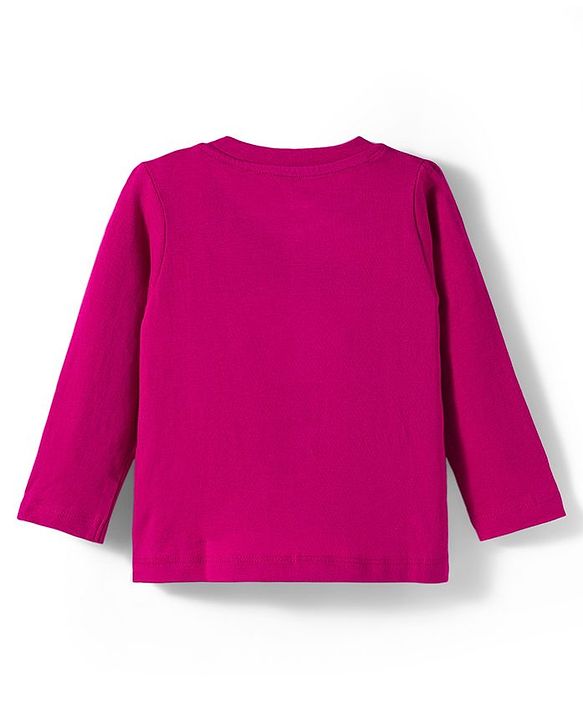 Babyhug Cotton Knit Full Sleeves Night Suit With Animal Print - Dark Pink