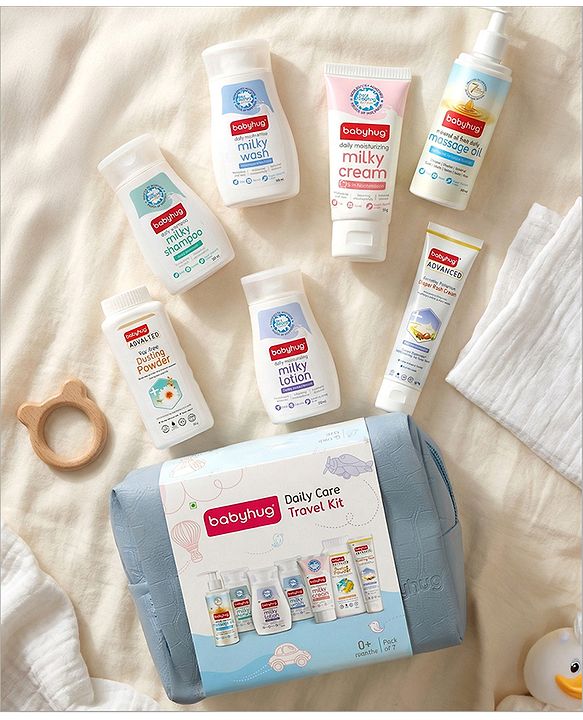 Babyhug Daily Care Travel Kit With Pouch - Pack of 7