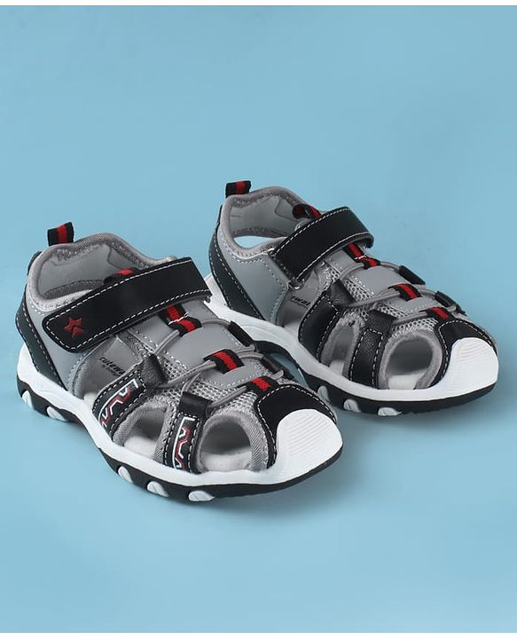 Cute Walk by Babyhug Velcro Closure Solid Sandals - Black