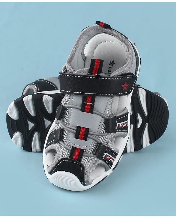 Cute Walk by Babyhug Velcro Closure Solid Sandals - Black