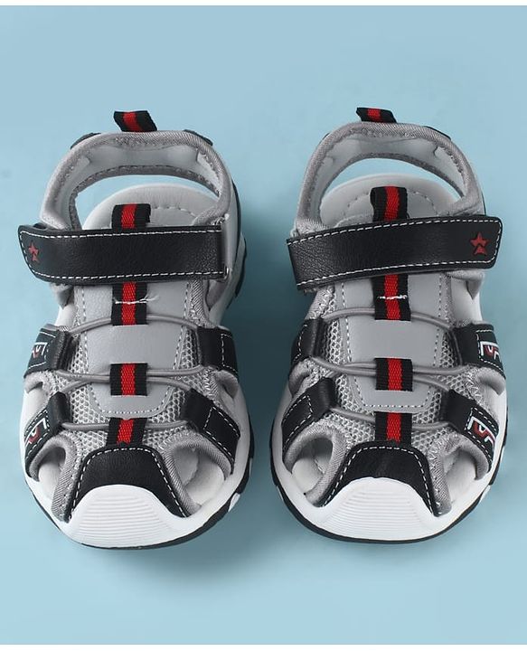 Cute Walk by Babyhug Velcro Closure Solid Sandals - Black