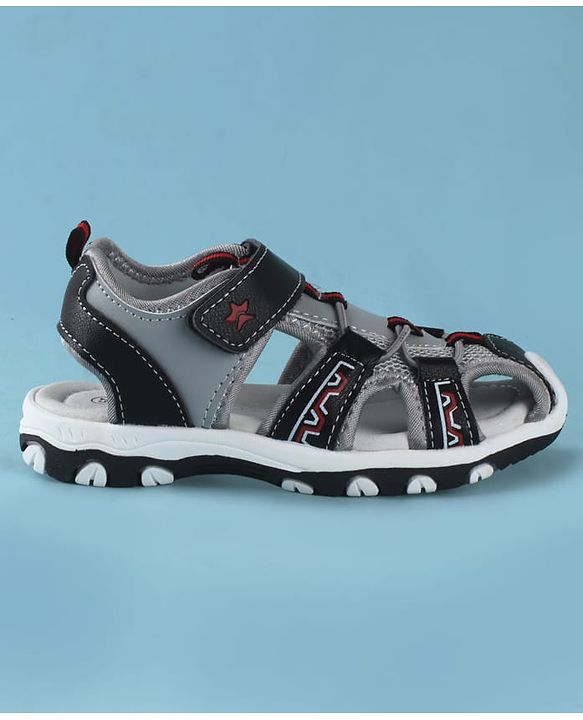 Cute Walk by Babyhug Velcro Closure Solid Sandals - Black