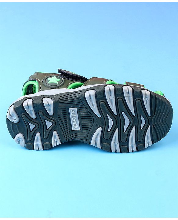 Cute Walk by Babyhug Velcro Closure Solid Sandals - Olive Green