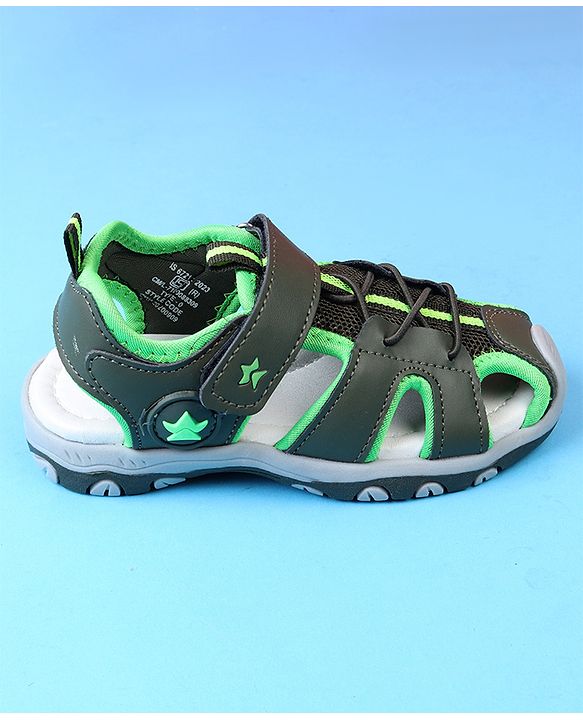 Cute Walk by Babyhug Velcro Closure Solid Sandals - Olive Green