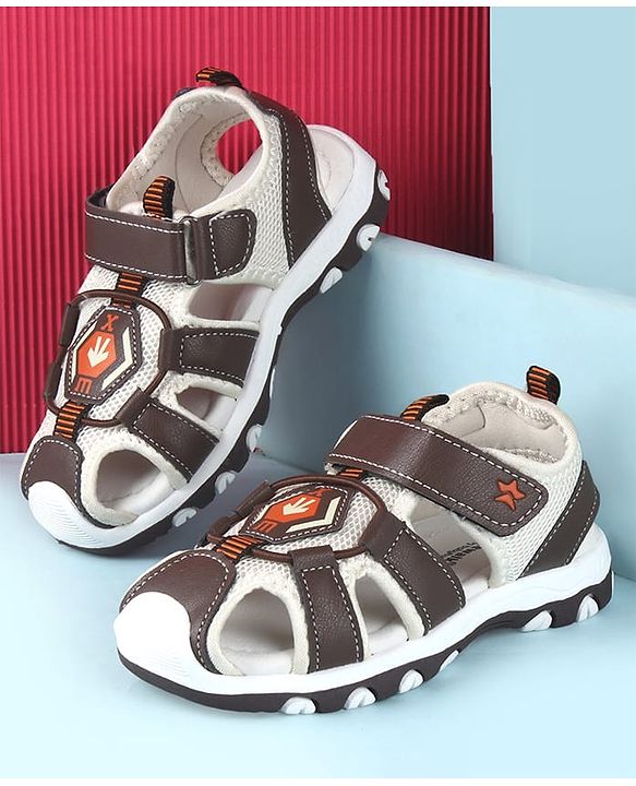 Cute Walk by Babyhug Sandals With Velcro Closure and Brand Logo - Dark Brown