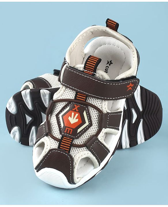 Cute Walk by Babyhug Sandals With Velcro Closure and Brand Logo - Dark Brown