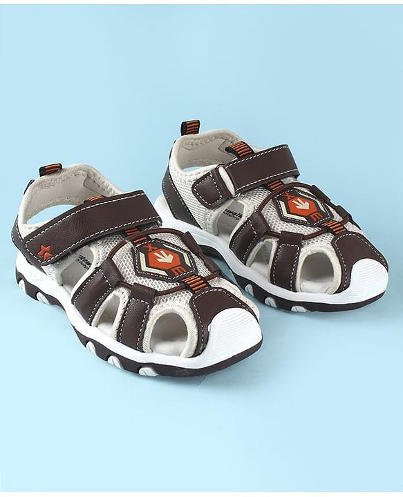 Cute Walk by Babyhug Sandals With Velcro Closure and Brand Logo - Dark Brown