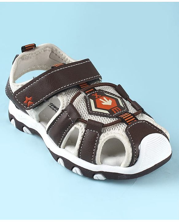 Cute Walk by Babyhug Sandals With Velcro Closure and Brand Logo - Dark Brown