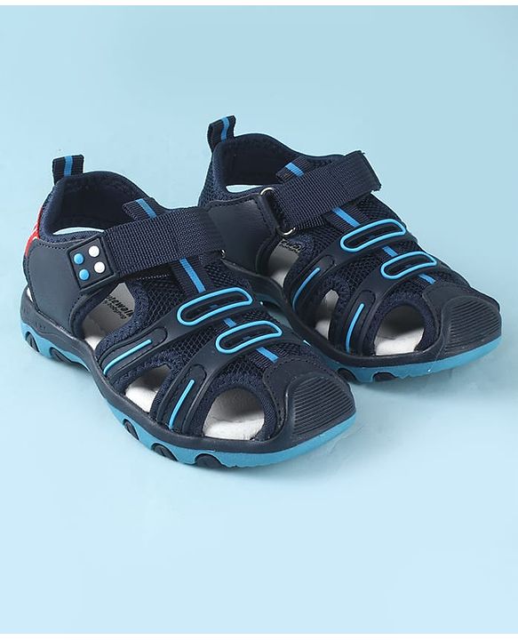 Cute Walk by Babyhug Sandals Solid Color With Velcro Closure - Navy Blue