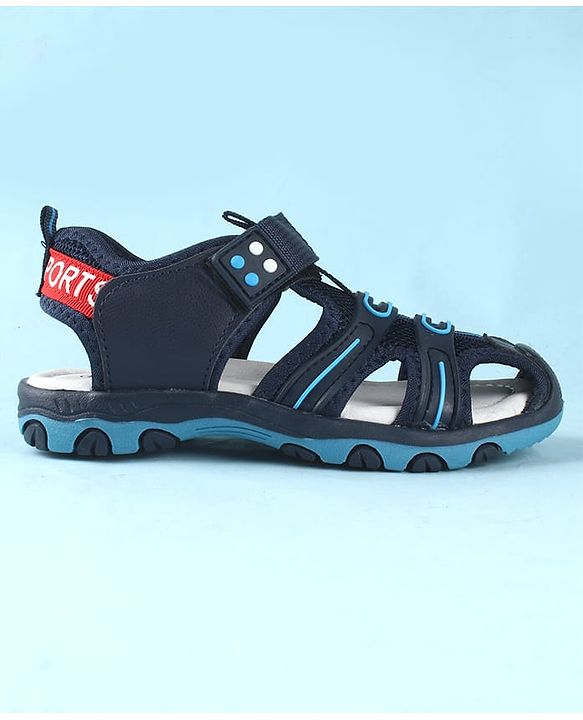 Cute Walk by Babyhug Sandals Solid Color With Velcro Closure - Navy Blue