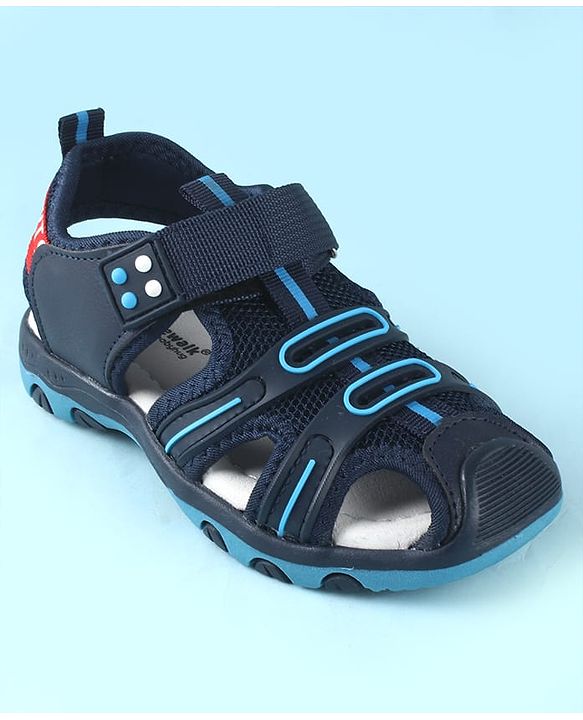 Cute Walk by Babyhug Sandals Solid Color With Velcro Closure - Navy Blue