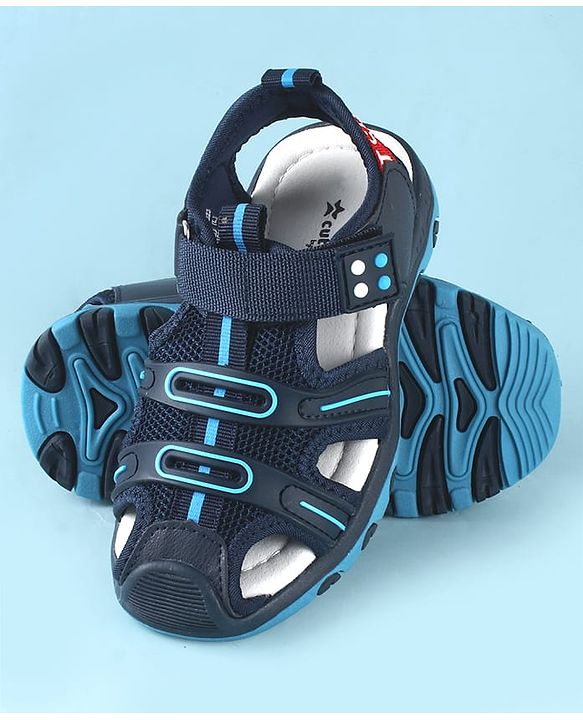 Cute Walk by Babyhug Sandals Solid Color With Velcro Closure - Navy Blue