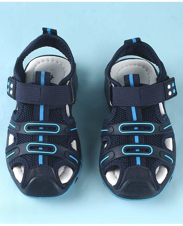 Cute Walk by Babyhug Sandals Solid Color With Velcro Closure - Navy Blue