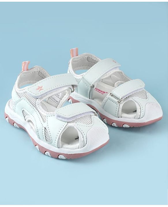 Cute Walk by Babyhug Sandals Solid Color With Velcro Closure - White